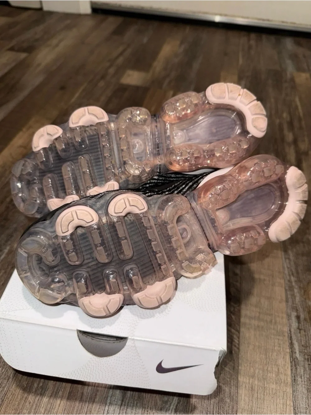 Nike Women’s VaporMax Flyknit Sneakers — Black and Light Pink